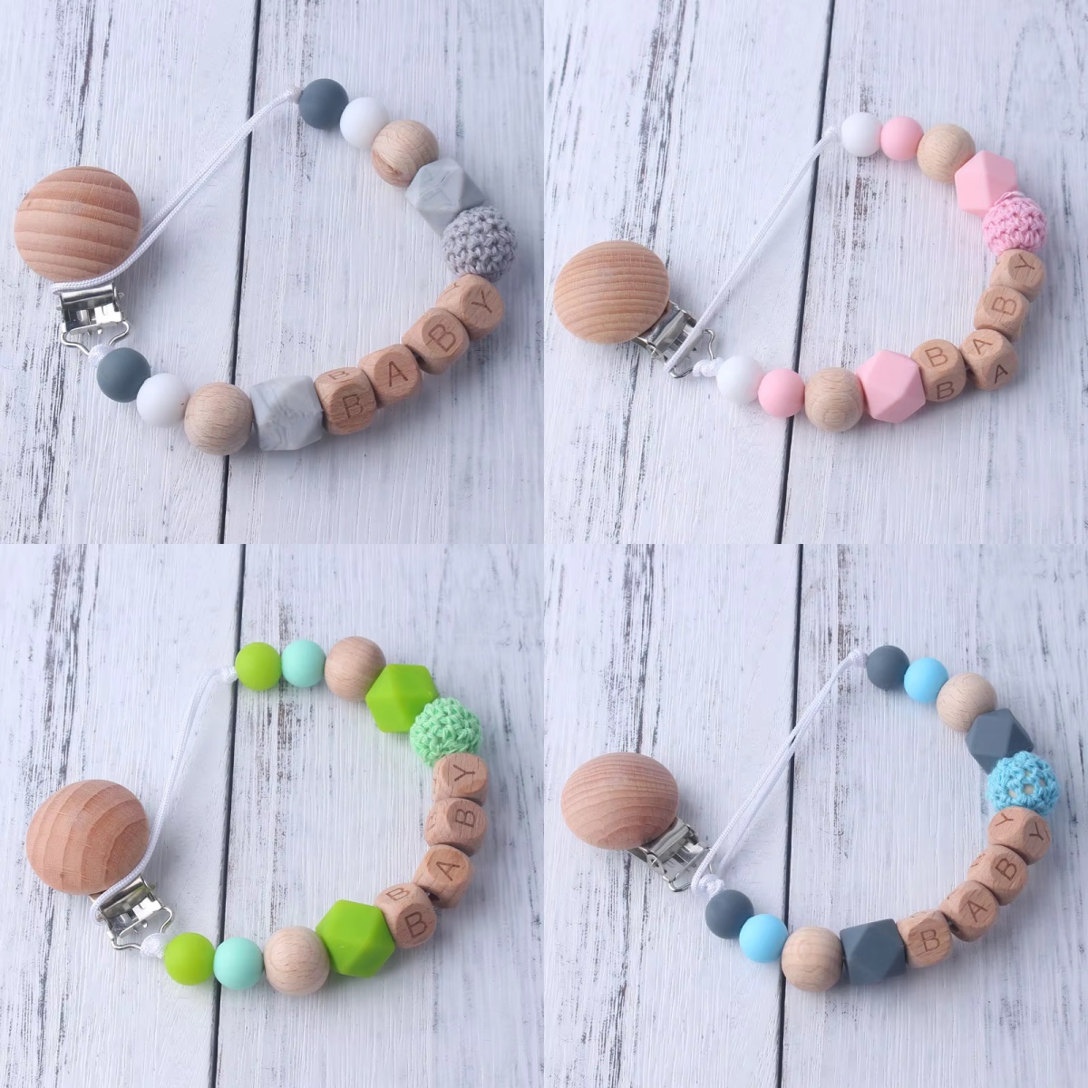 Baby Pacifier Clip - Baby Pacifier Clip with Wooden &