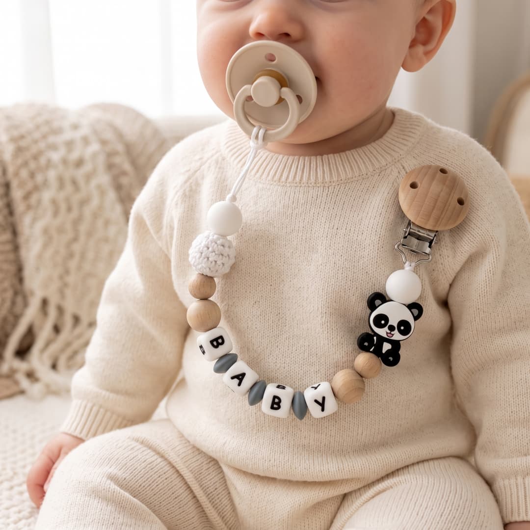 Baby Pacifier Clip - Custom Name Baby Pacifier Clip Wood