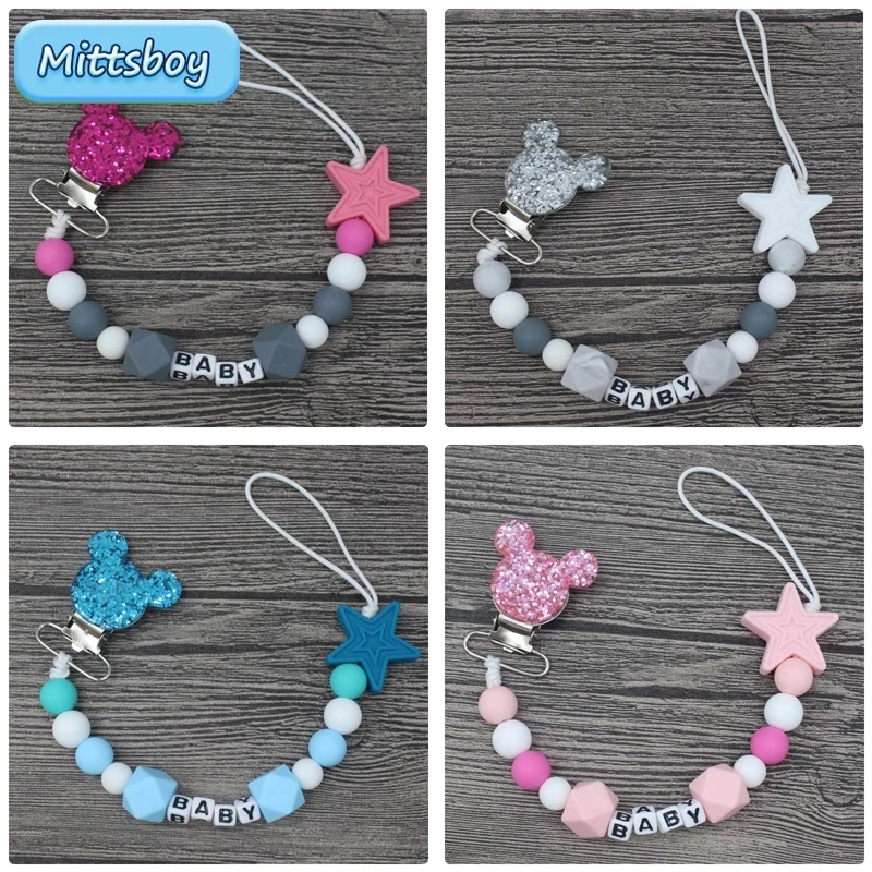 Baby Pacifier Clip - NEW Personalised Name Baby Teether Bracelet