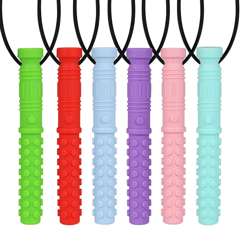 Baby Products Specials - 6PCS Silicone Texture Chew Necklace Baby