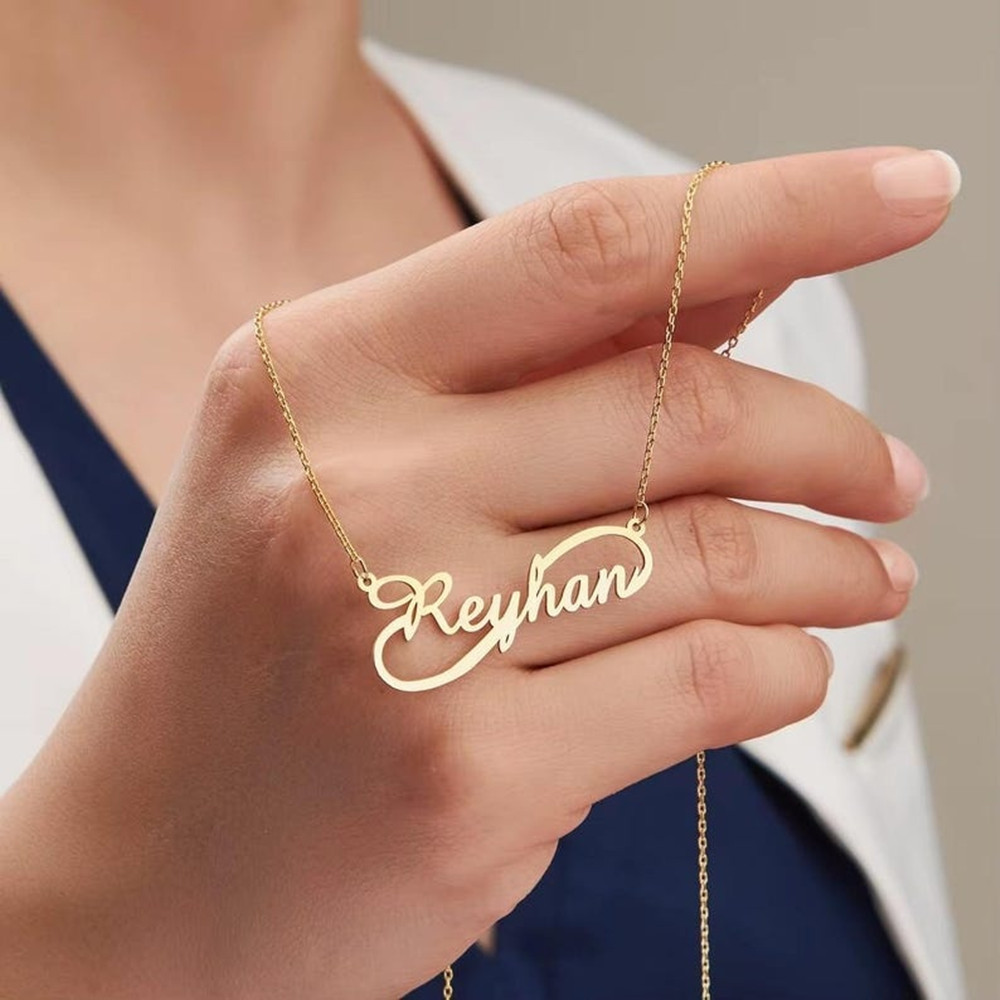 Baby Products Name - Custom Infinity Name Necklace Gold Plated
