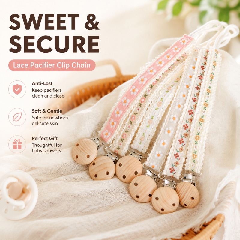 Baby Pacifier Clip - Lace Pacifier Clip Chain for Newborn